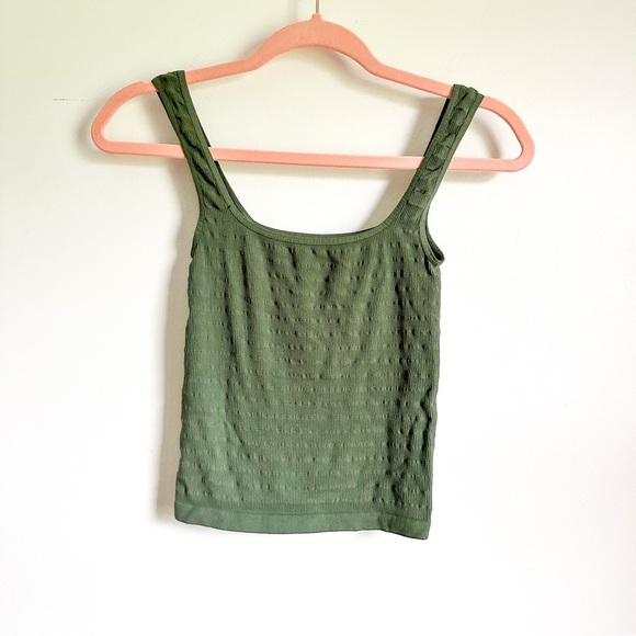 Intimately Free People Green Ribbed Square One Stretch Cropped Tank Top sz XS/S - Picture 6 of 8